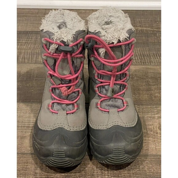 COLUMBIA Girls Youth Sz 2 Gray Waterproof Insulated Winter Snow Boots Gray Pink - Picture 1 of 8